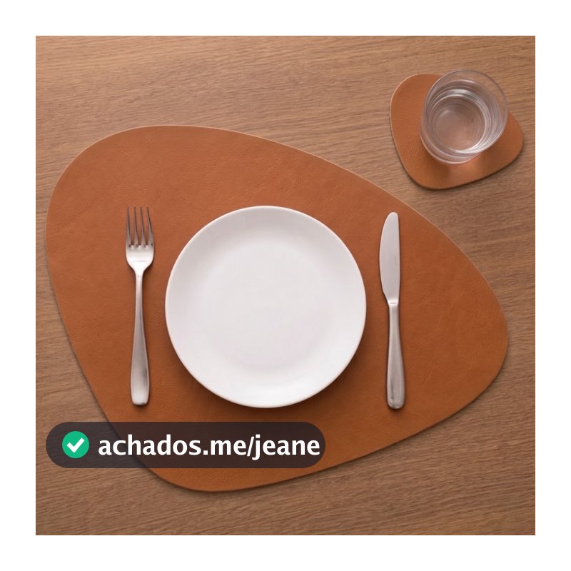 Kit Jogo Americano Couro com Porta Copo 40x30 Sousplat para Mesa Jantar Cozinha