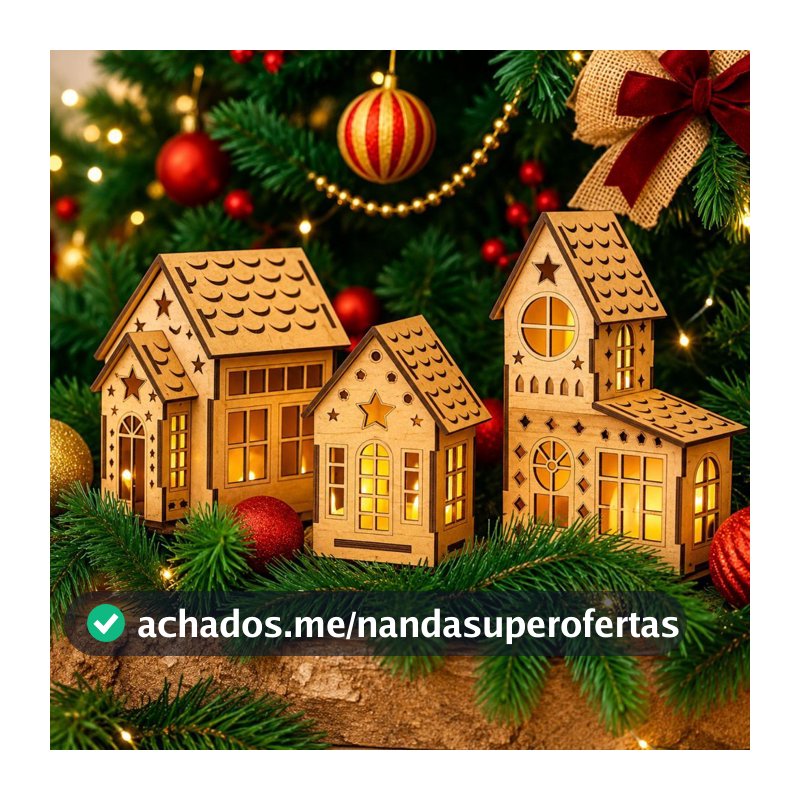 Casinhas Natalinas Decorativas em MDF 3mm – Natal, Miniaturas para Montar