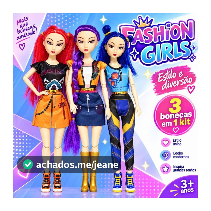 Kit 3 Bonecas Guerreiras do KPop com Acessórios – Boneca Fashion Infantil 30cm