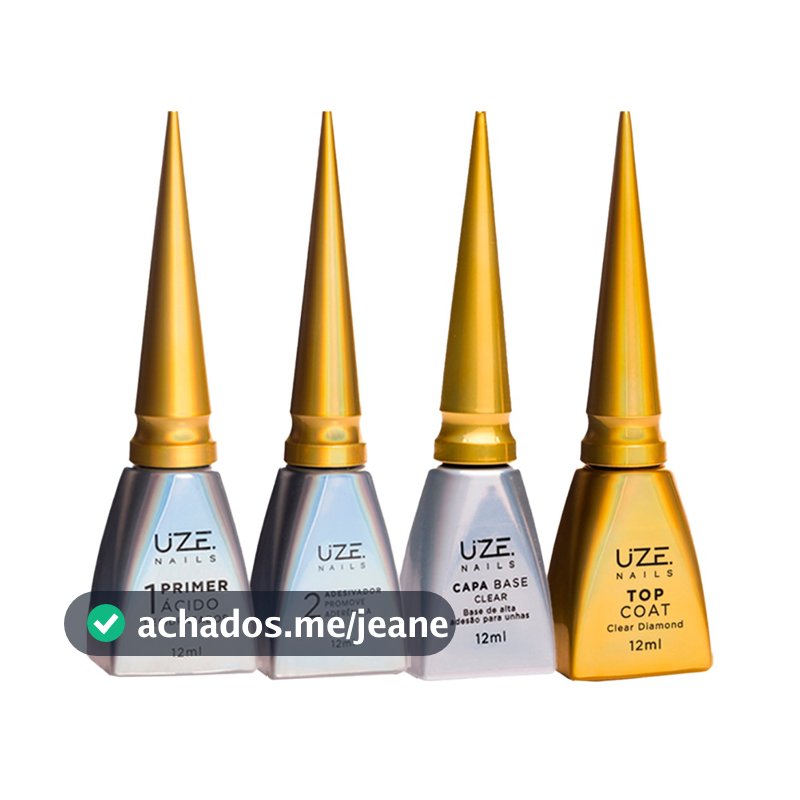 Kit Blindagem Uze Nails - Primer Ácido/Desidratador Adesivador Top Coat Clear Gel Base Á Escolher