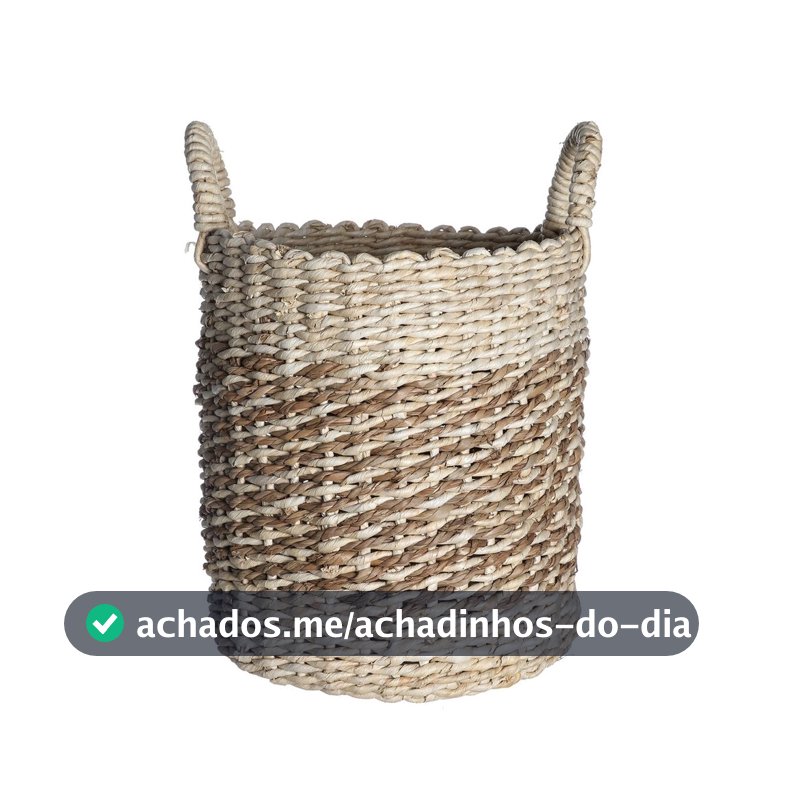 cesto organizador de palha seagrass 40cm com alças duo multiuso - Oikos