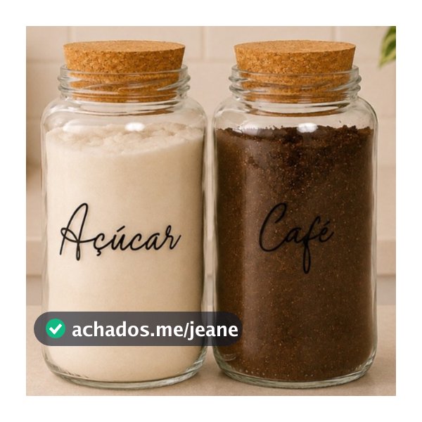 2 Potes de Vidro Açucar e Café 830 ml | Pote Hermético com adesivo Opcional | Cantinho do Café