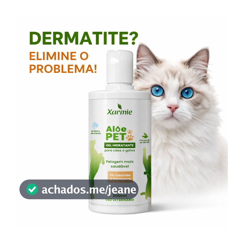 ALOE PET 200ML Solução para Dermatite Felina Alívio da Coceira e Queda de Pelo do Seu Gato