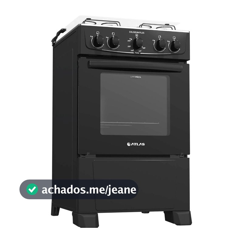Fogão De Piso Atlas Coliseum Plus 4 Bocas Mesa Inox Forno 50 Litros