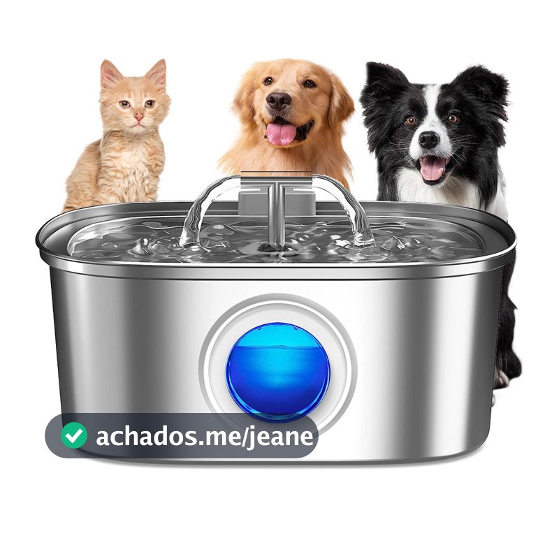 Newpet Bebedouro Gato Fonte Água Inox com Filtro Automático Elétrica Bivolt Silencioso Aço inoxidável 3,2L