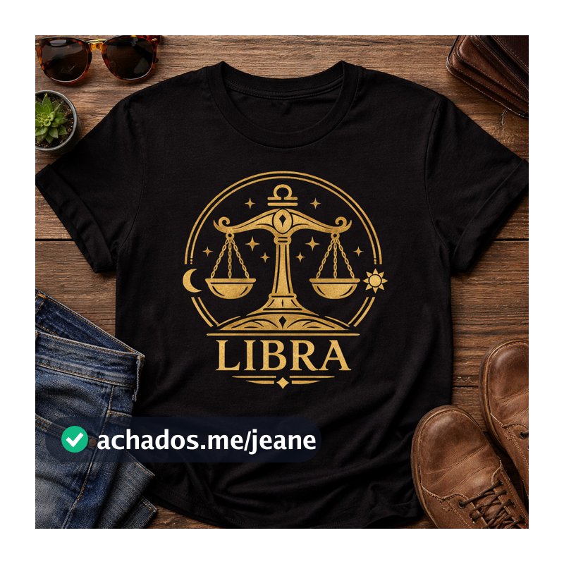 Camiseta Signo Libra Dourado Camisa Masculina e Feminina Astrologia Signos Zodíaco