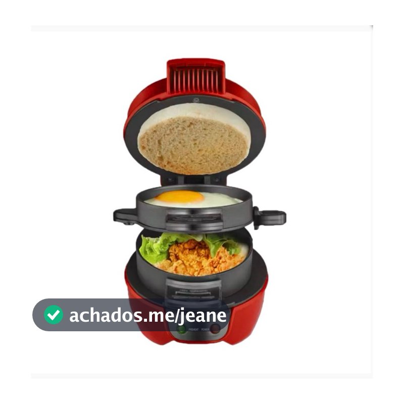 Maquina de Fazer Hamburguer Eletrica Sanduicheira Compacta Monta Lanche Completo 220V