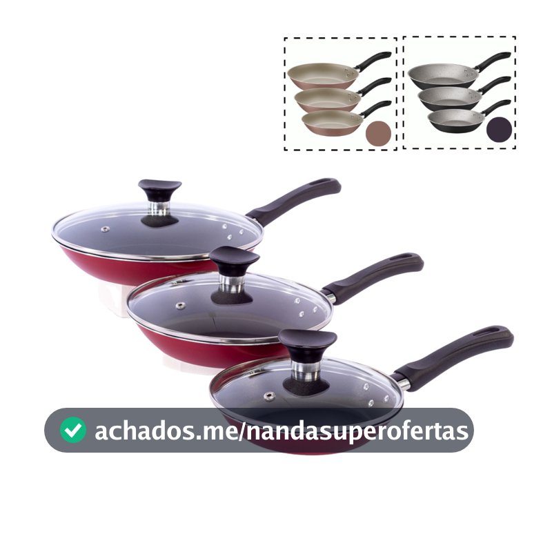 Jogo de Frigideiras Tramontina 3pçs Caribe Revestimento Antiaderente Starflon Max