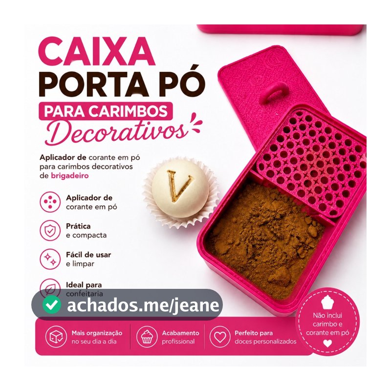Caixa Porta Pó para Carimbos Decorativos de Brigadeiro com Aplicador de Corante em Pó| Confeitaria | Doces