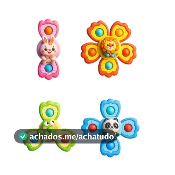 Kit 3 e 4 Spinners Brinquedo Bebê Com Ventosa  Roda Diversão Sensorial Educativo