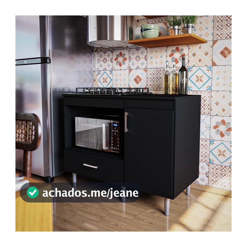 Balcão Para Cooktop 1,05m 5 Bocas 1 Nicho Com 1 Porta E Gaveta Turim Lojas Movelove
