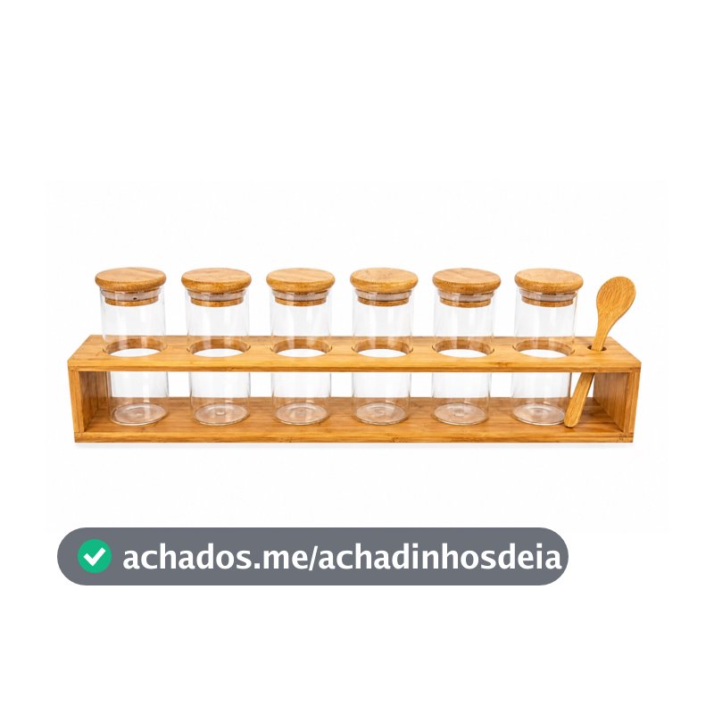 Kit 6 Porta Tempero 150ML Herméticos De Vidro Com Suporte e Colher De Bambu