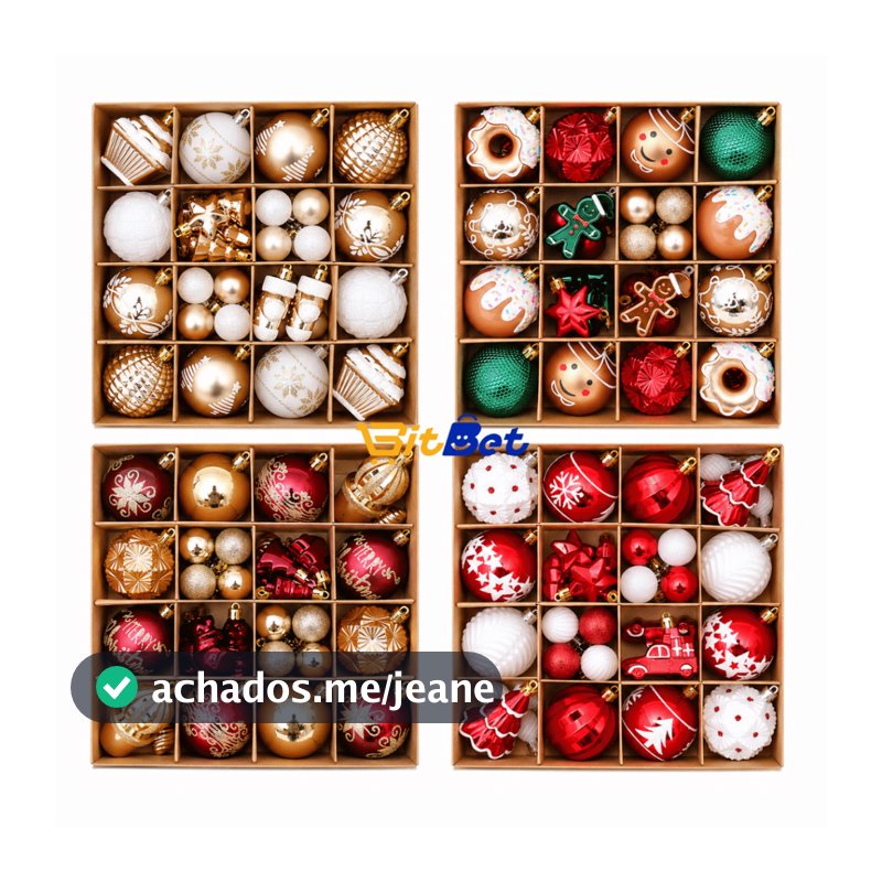 Kit com 42 Enfeites de Natal– Bolas Decorativas e Pendentes Coloridos Temáticos NATAL-5861