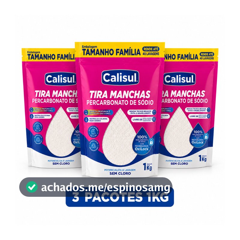 PERCARBONATO de sódio 100% PURO Roupas e Limpeza 1kg/2kg OXIGÊNIO ATIVO Calisul SEM CLORO