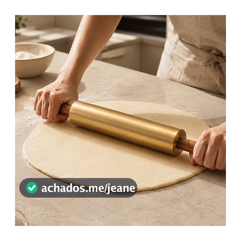 Rolo De Massa Inox Dourado Premium Antiaderente 360° Para Pizza Pão Torta