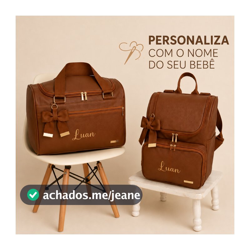 Kit Bolsas Maternidade Mala G e Mochila Personalizada Com Nome Material Impermeável e Térmica
