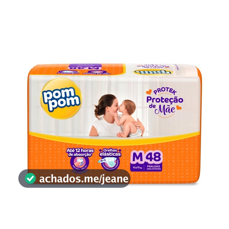 Fralda Pom Pom Derma Protek Mega M com 48un