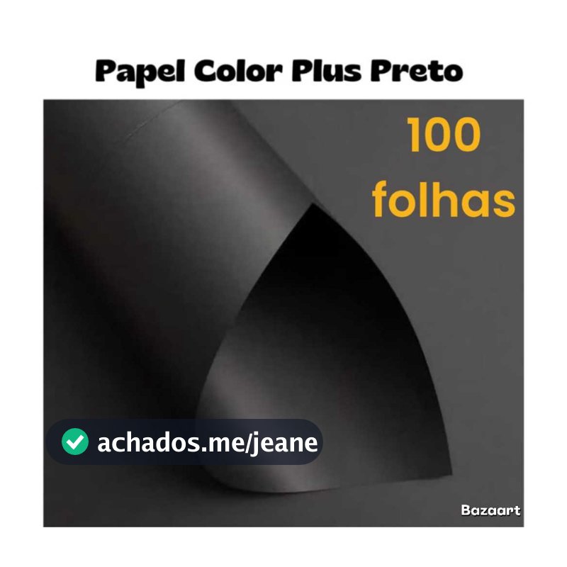 100 Folhas Papel Color Plus 180g A4 Preto Masterprint