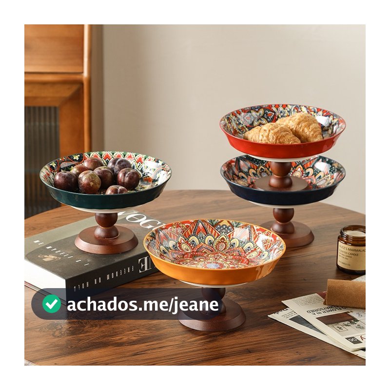 Bandeja Decorativa Estilo Boêmio , Lanche De Cerâmica Vintage E De Frutas Para Mesa De Jantar De Sala De Estar Em Casa