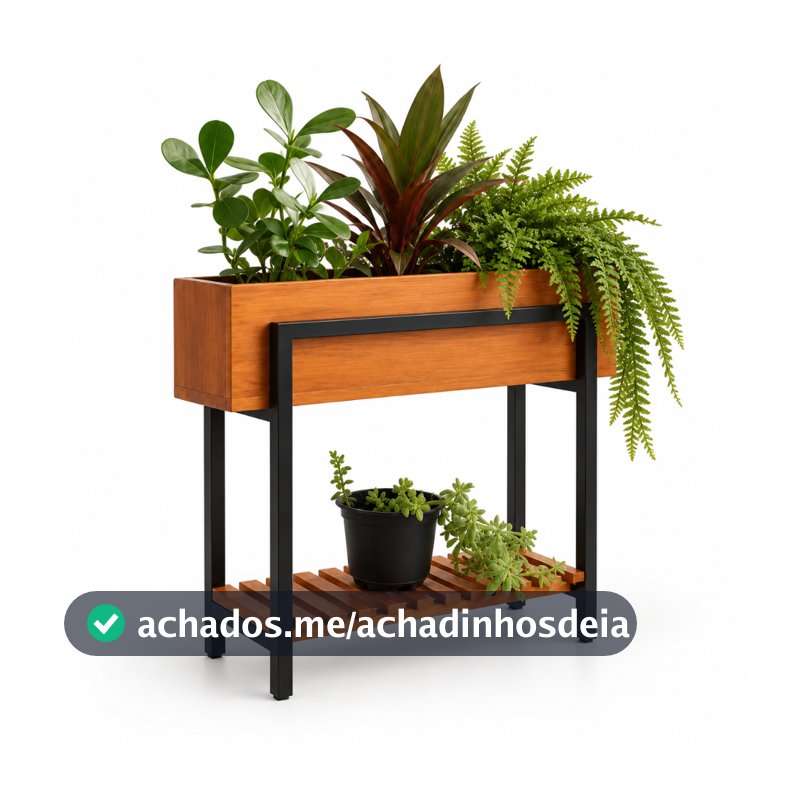 Floreira para Plantas Caixote em Ferro e Madeira Linha Artesanal