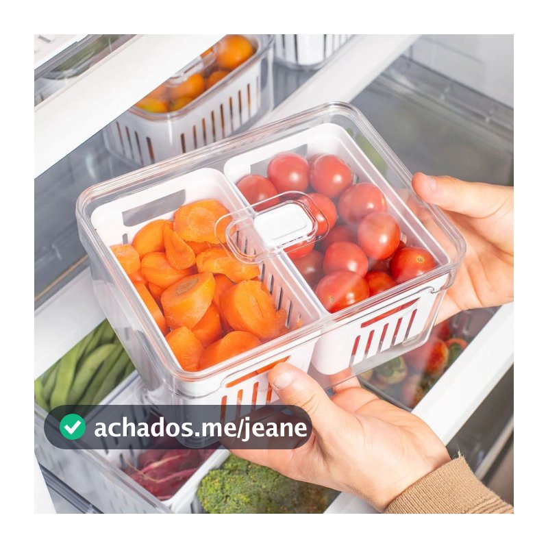 Organizador Alimentos Geladeira com cesto Único duplo 2,2L (20x15cm) Linha Clear Fresh - OU
