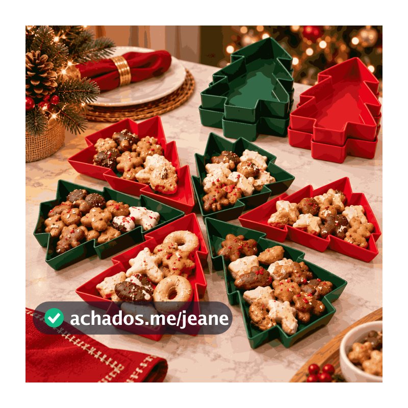 Kit 6 Tigelas Árvore de Natal 6 Peças Empilháveis Para Doces Petiscos Mesa Posta Ceia e Decoração Natalina