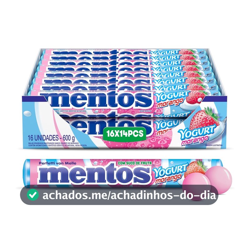 Drops Mentos Yogurt Morango Com 16 Unidades De 37,5g