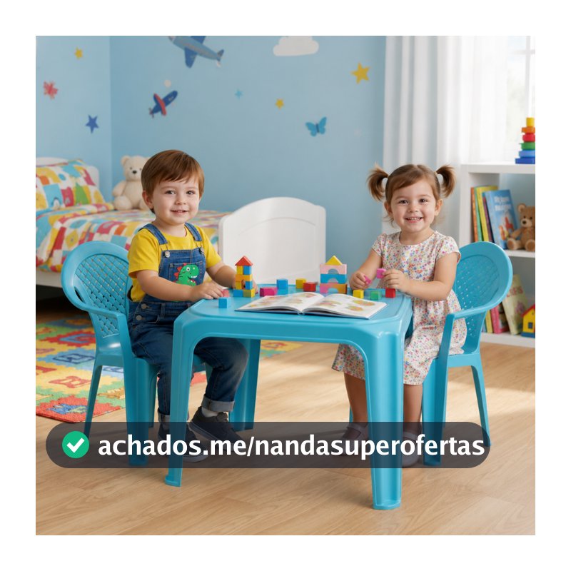 Kit Mesinha Cadeirinha Infantil Azul Rosa Brinquedoteca Mesa Cadeira Menina Menino