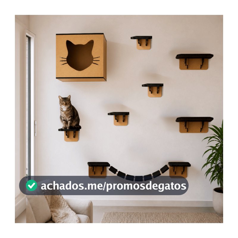 Prateleira Para Gato Com Nicho Gato Rede Cama Comedouro Arranhador