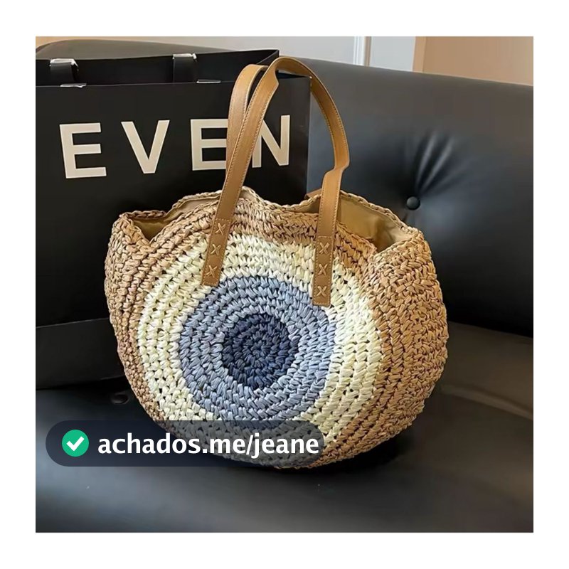 Bolsa de palha de Praia tecida à mão ins wind verão moda bolsa de ombro redonda lazer bolsa de grande capacidade