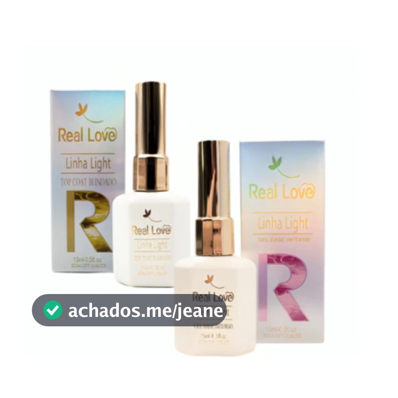 Top Coat Blindado + Base em Gel Intenso 15ml Cada- Linha Da Real Love
