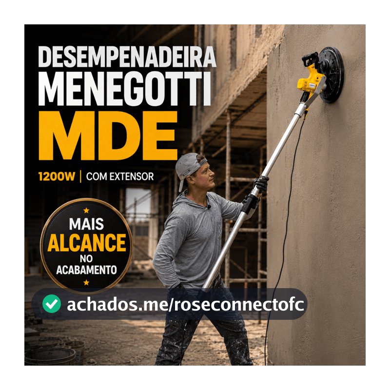 Desempenadeira Elétrica Menegotti MDE 1200W com Extensor Regulável para Reboco Massa Concreto