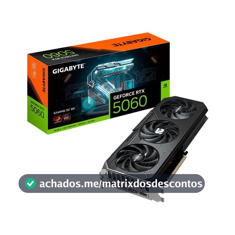 Placa de Vídeo Gigabyte GeForce RTX 5060 GAMING OC, 8GB, GDDR7, 128-bit, GV-N5060GAMING OC-8GD
