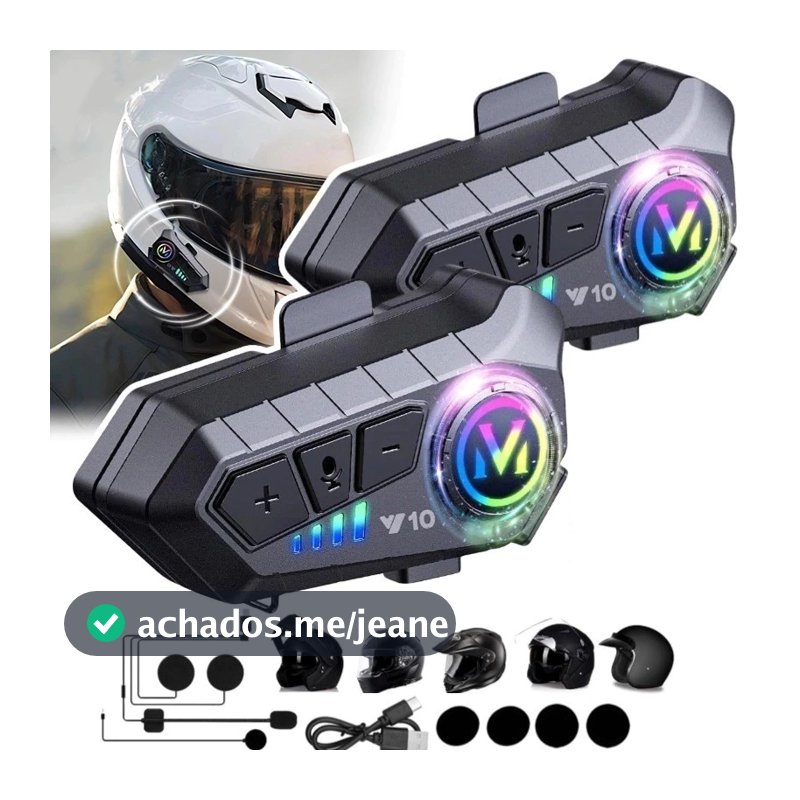Y10 Motocicleta Sem Fio Bluetooth 5.3 Fone de Ouvido Capacete Kit de Chamadas Mãos Livres À Prova D'Água