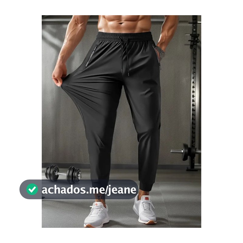 Calça Masculina Poliamida Com Elastano Bolsos Para Academia Esportiva Fitness Slim Fit Jogger Dry Fit Praticar Esportes
