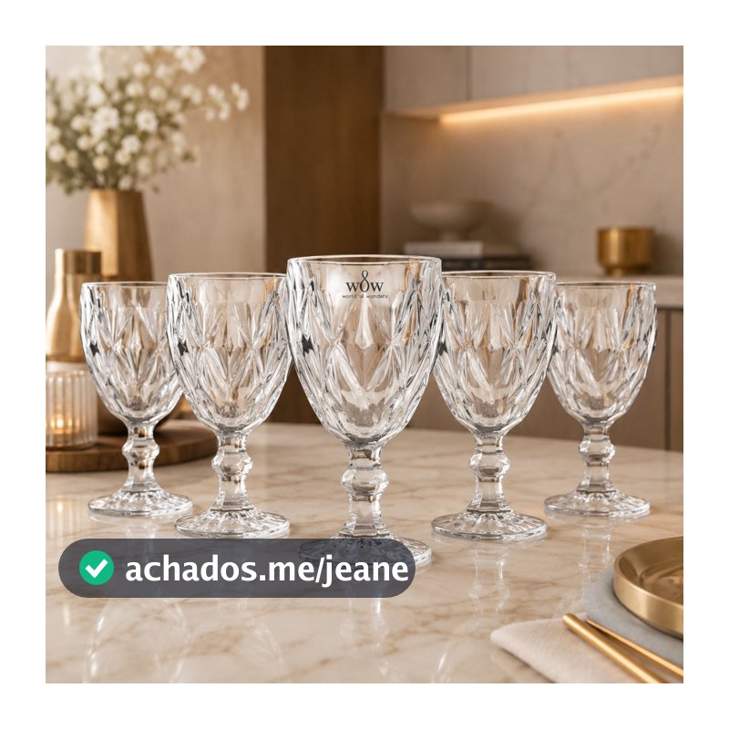 Jogo De Taças De Vidro Diamond Cristal 325ml 6 Peças