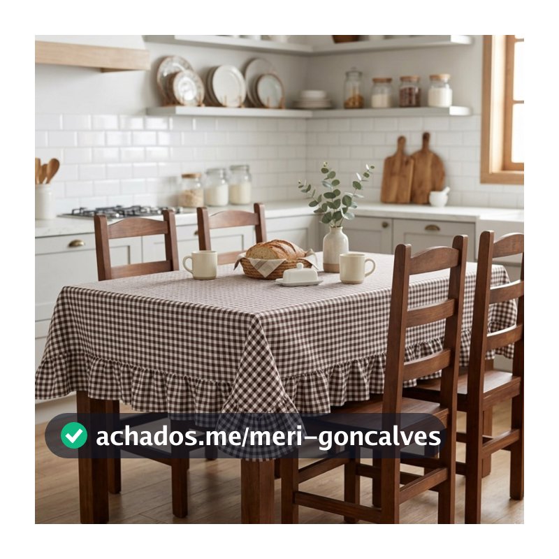 Toalha de Mesa Farm Xadrez Com Babado - Decoração Mesa Posta Lugares Premium