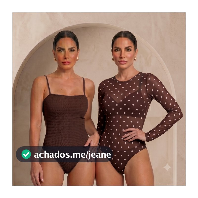 Kit 2 Bodys Feminino Bori Alcinha e body Tule Poa Bolinha Manga Longa Transparente Segunda Pele