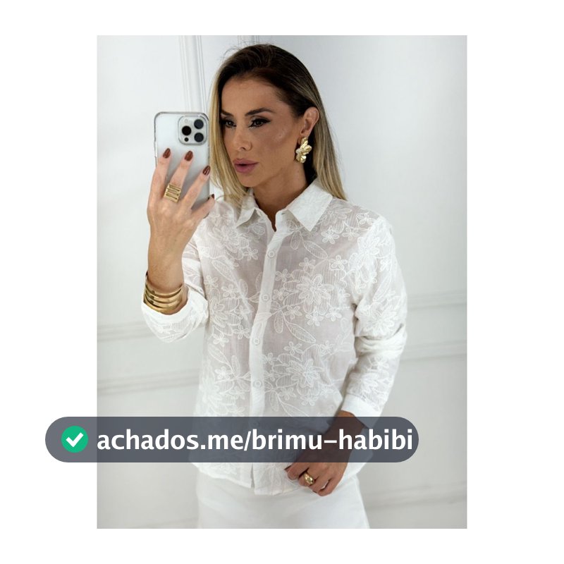 Camisa feminina bordada flor de linho