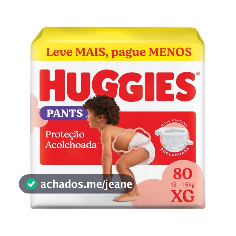 Fralda Huggies Roupinha Proteção Acolchoada Pants XG 80 Unidades