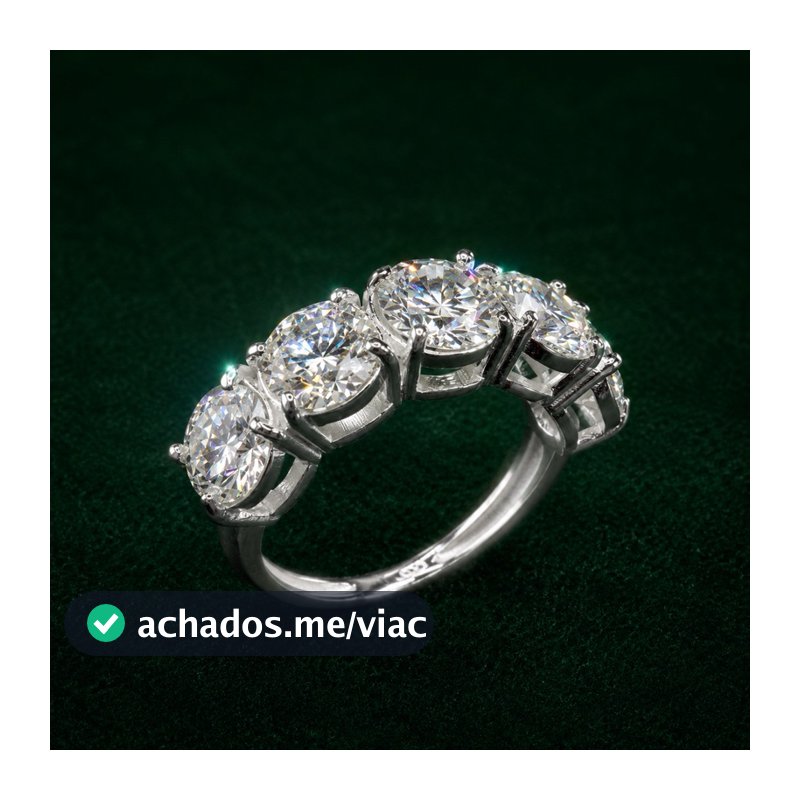 Anel Feminino Meio Aparador Moissanite Prata 925 Sofisticado