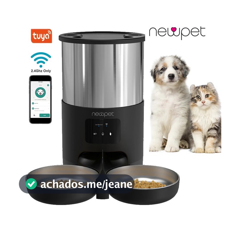 5L Alimentador Pet Automático Inteligente Double Bowls WIFI APP Controle Remoto Para O Cão Gato Comida Dispenser