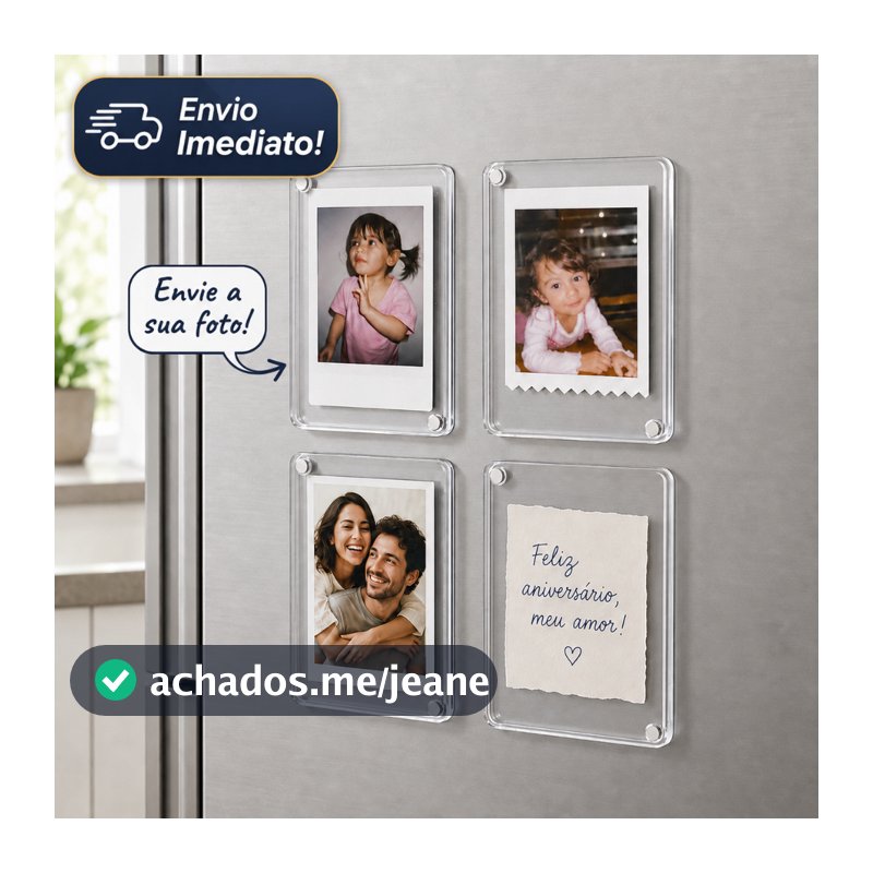 Moldura Magnética de Cristal Acrílico ENVIE A SUA FOTO! 6x9 Polaroid Instax - Lembrancinha