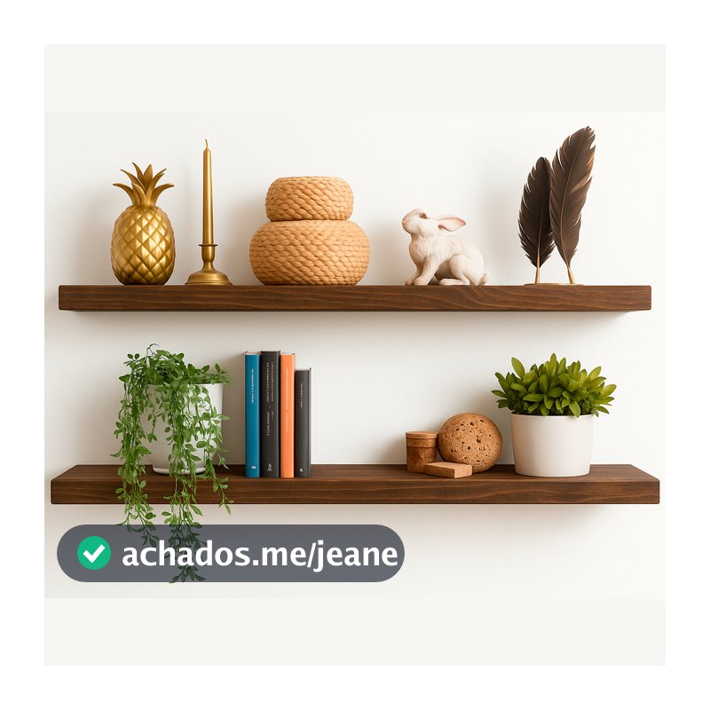 Kit 2 Prateleiras Com Suporte Invisível Madeira Maciça rustica