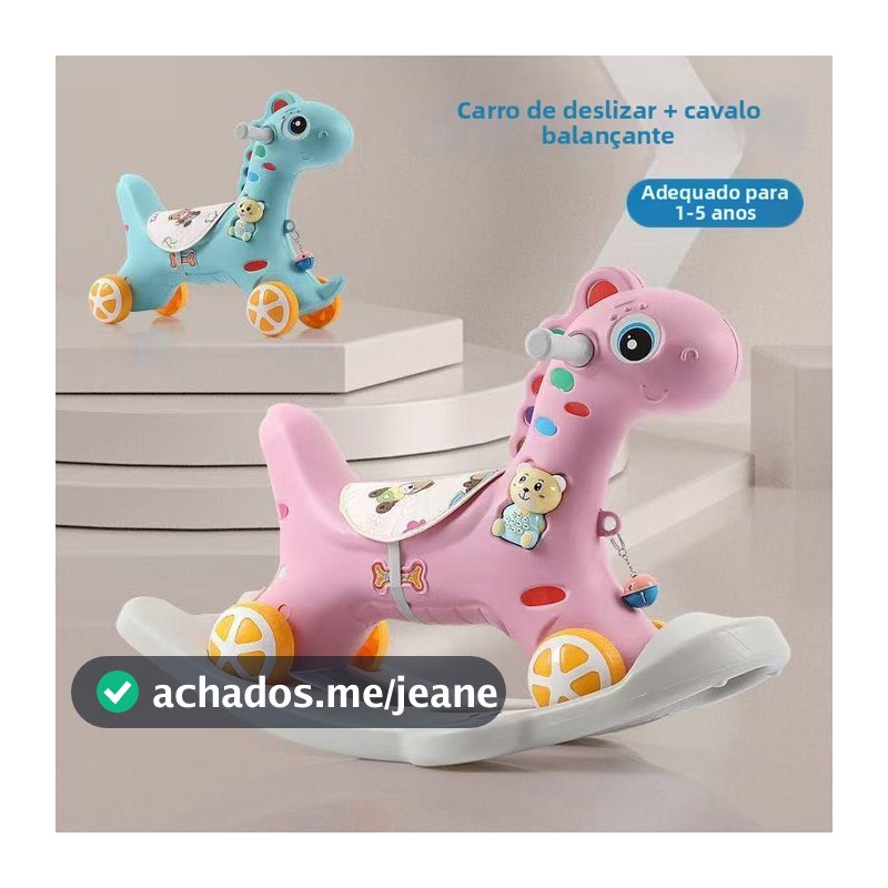 Carrinho de Bebê Cavalinho de Balanço 2 em 1 - Brinquedo Multifuncional de Pônei--3602