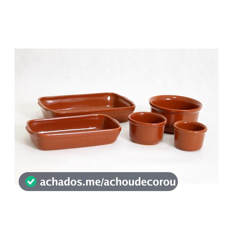 Jogo Tigela Cumbuca e travessas Sopa Feijoada Cerâmica Refratária 5pç