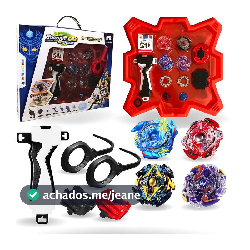 Kit Beyblade 4 In 2 + 2 Lançadores + Arena Grande Pião Brinquedo Divertido Presente Bom