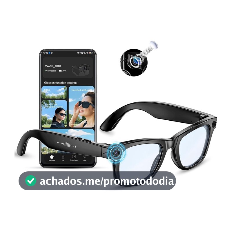 AI Smart Glasses Câmera 4K HD , Chamada BT , Óculos De Anti-Vibração De 800 W Com Microfone Duplo De Gravação De Vídeo ,