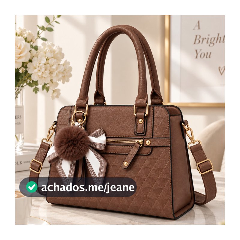 Bolsa Feminina Transversal Grande Capacidade Compartimentos Zíper Alça Acolchoada para Fim de Semana e Encontros