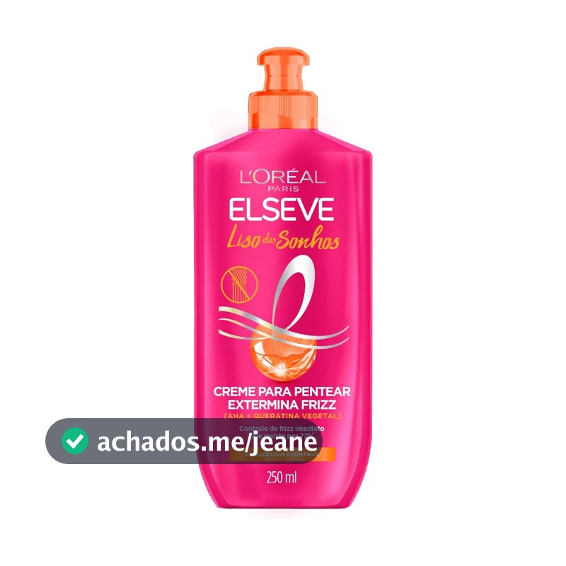 Creme Para Pentear Antifrizz 72h, Proteção Térmica 230°C e Queratina Vegetal, Elseve Liso dos Sonhos L'Oréal Paris 250ml